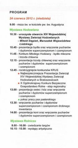 Bratoszewice 2012 Program 24.06.12