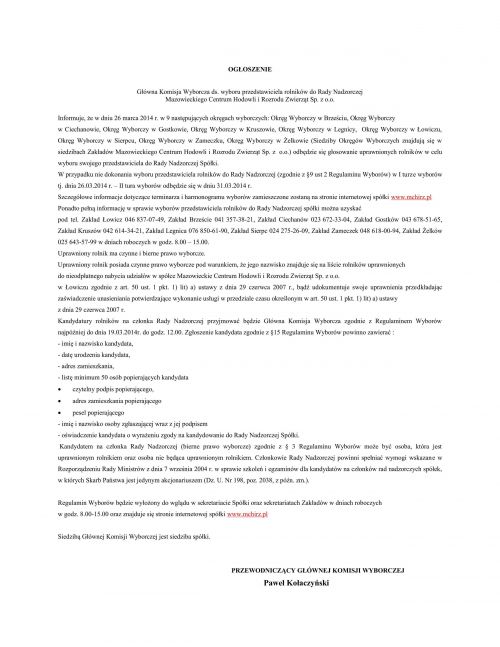 Ogłoszenie wyborcze-rolnik
